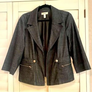 Black Denim 3/4 sleeve Crop Blazer Size Large